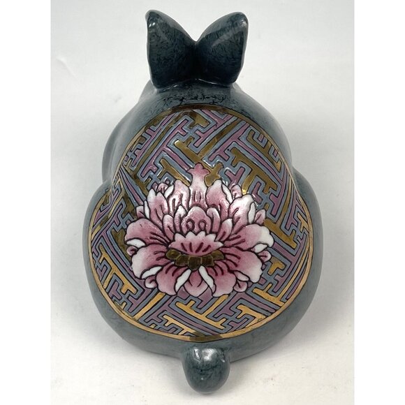 VTG 5" Porcelain Hand Painted Cloisonne Bunny RABBIT FIGURINE Teal Macau EUC - Picture 2 of 5